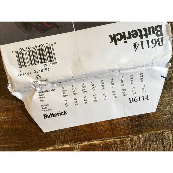 Butterick Sewing Pattern B6114 Womens Wench Pirate Bar Maid Costume 6-14 UNCUT - Picture 3 of 3